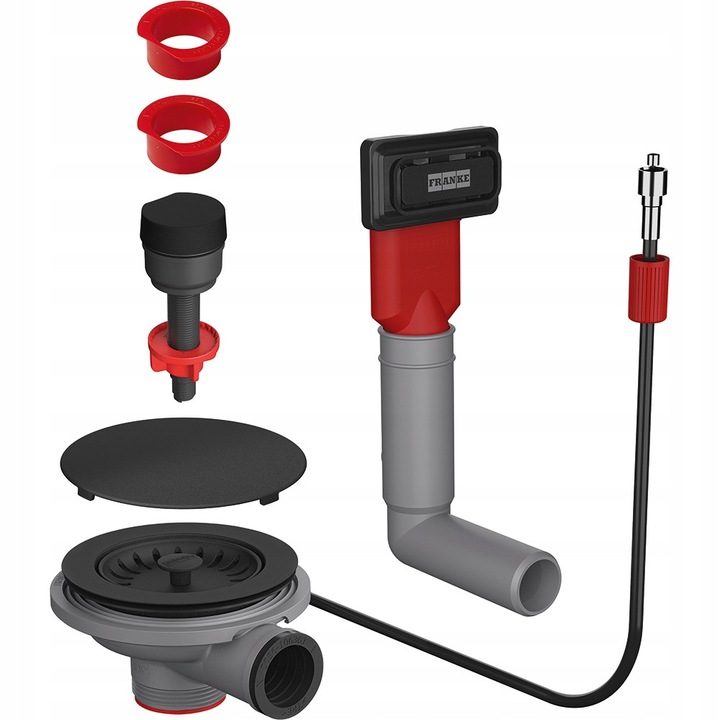 Set de scurgere Franke, 112.0658.446, negru mat, pentru chiuvete cu 1 compartiment, cu preaplin ascuns