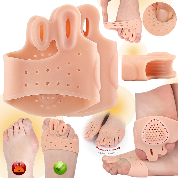 Pernuta corectoare pentru separarea degetului mare de la picior, fabricata din silicon, moale, respirabila, antiderapanta, potrivita pentru neuromul lui Morton, blistere, picior diabetic, deget ciocan, ameliorare rapida a durerii