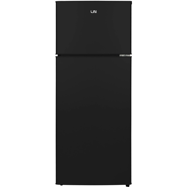Frigider Lin, model LI-BCD-210, 142.5cm, 160l frigider + 50l congelator, negru, 56.4x54cm