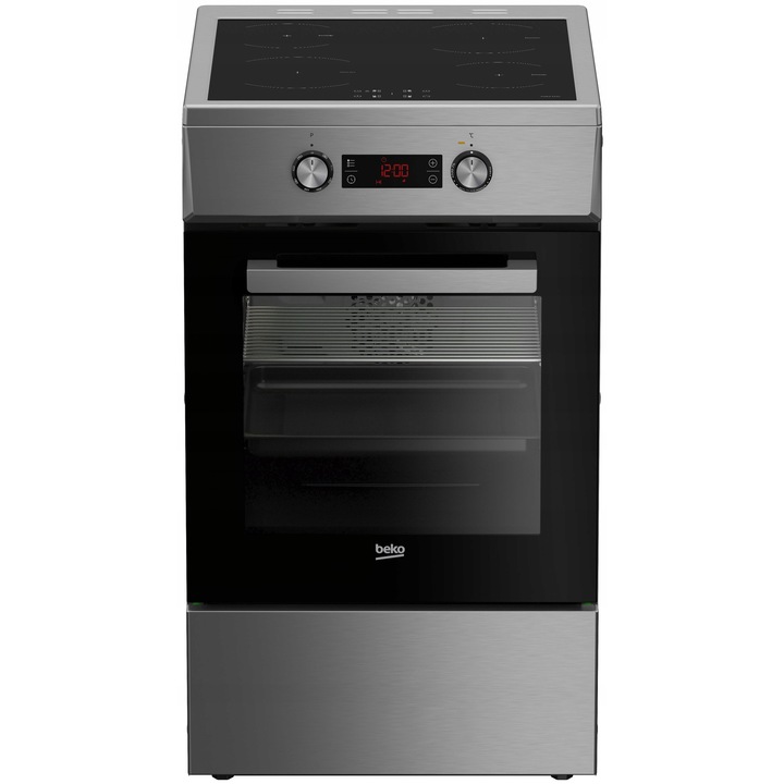 Електрическа готварска печка Beko, модел FSM59300XCS, с индукционен плот, 4 зони за готвене, сребриста, 50x60x85см