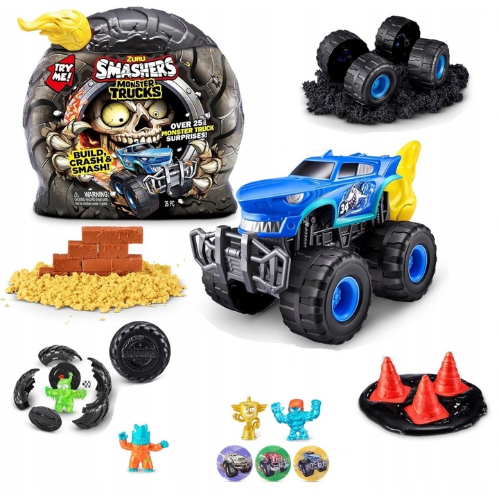 Zuru Smashers Monster Trucks Shark Speedster kreatív készlet, 25 meglepetéssel, többszínű, 3+ év