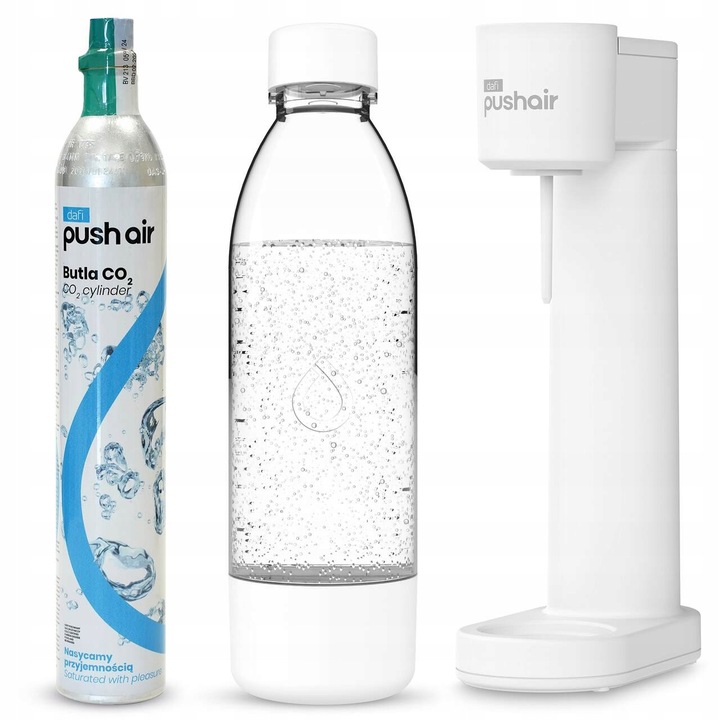 Сатуратор Dafi PUSHAIR бял, комплект с бутилка CO2 и бутилка 0,7л