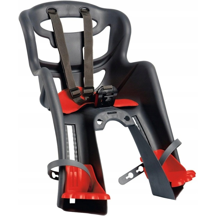 Детско столче за велосипед Bellelli Tatoo Plus, 3-точкови предпазни колани, хипоалергенно, сиво, пълен комплект