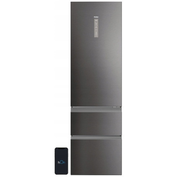 Frigider HAIER, 205cm, No Frost, 289l frigider, 125l congelator, gri, inox