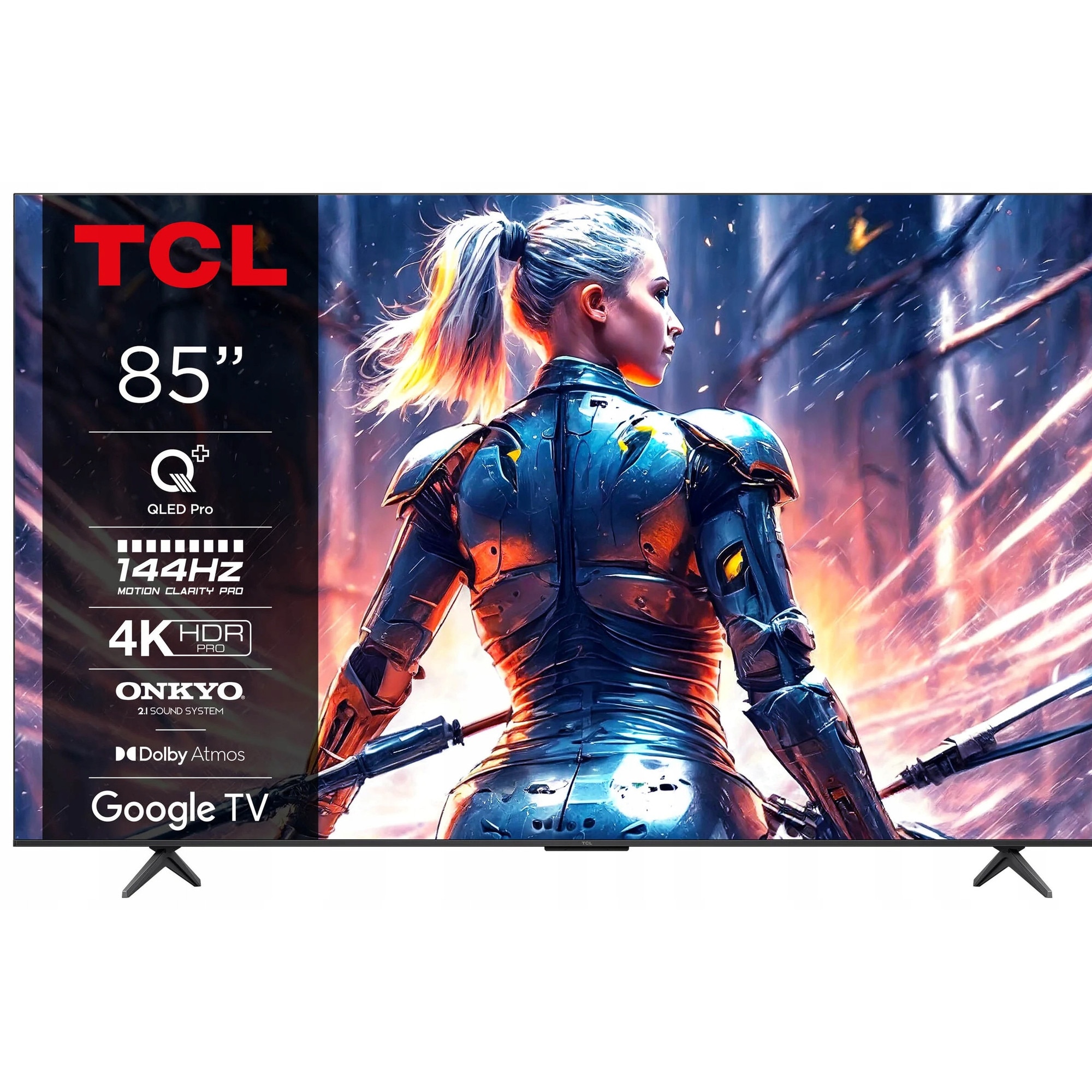 Televizor QLED 85" TCL 85C75B 4K 144Hz Dolby Atmos, Wi-Fi, negru
