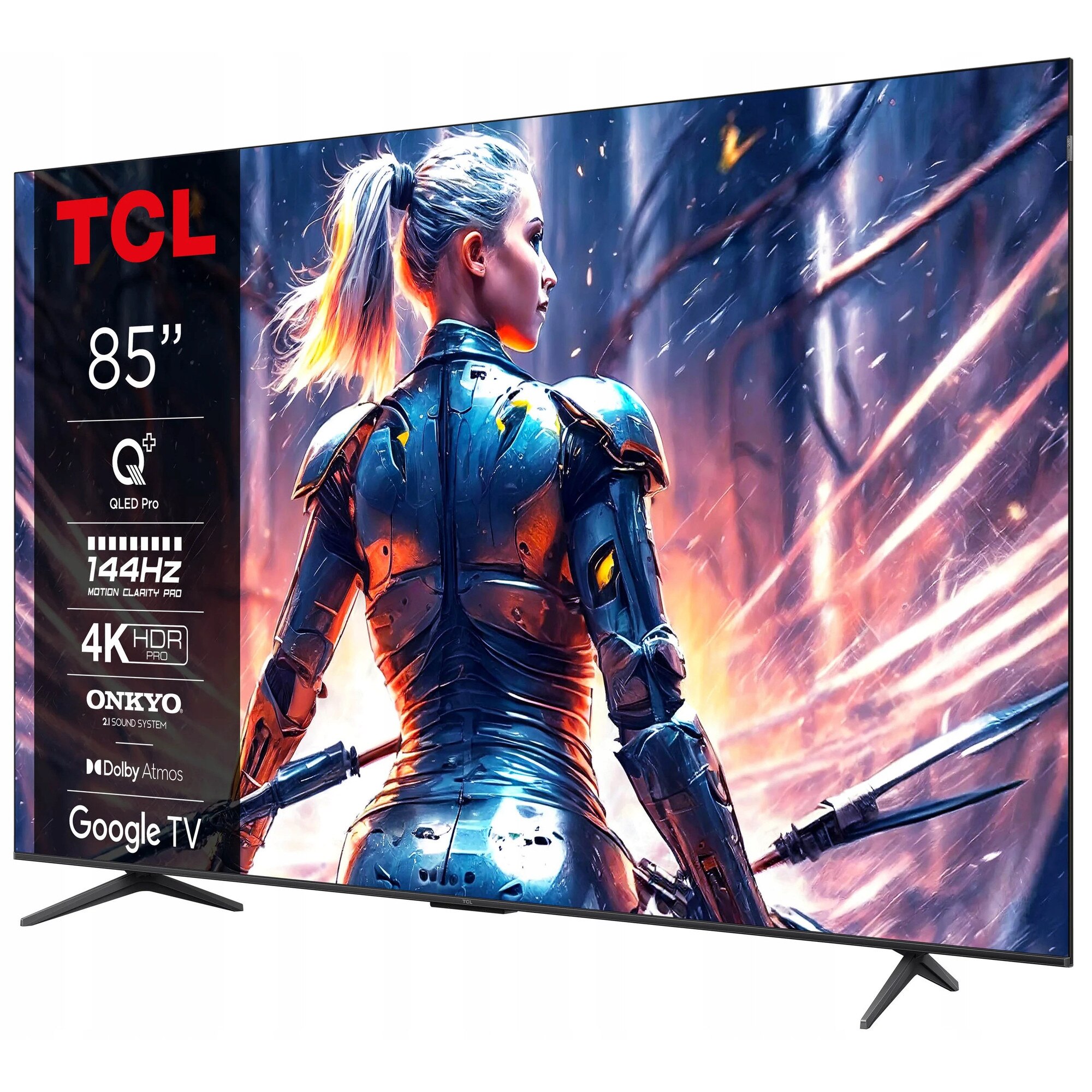 Televizor QLED 85" TCL 85C75B 4K 144Hz Dolby Atmos, Wi-Fi, negru