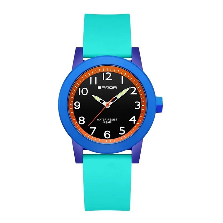 Ceas Copii Sanda 3221 Albastru-Sky – Design Sport, Analog, Functii Multiple, Rezistent la Apa 5ATM