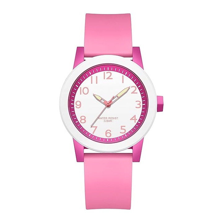 Ceas Copii Sanda 3221 Roz – Design Sport, Analog, Functii Multiple, Rezistent la Apa 5ATM