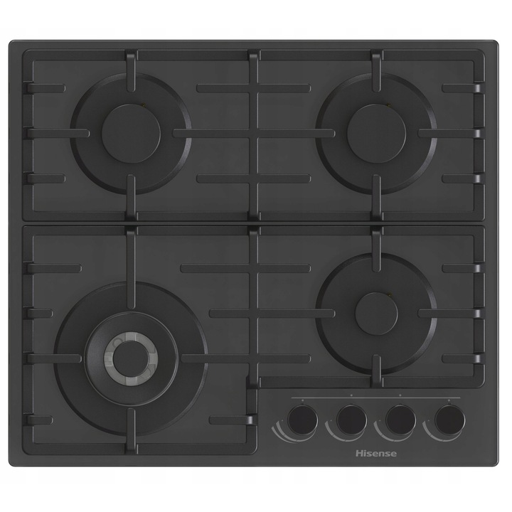 Plita gaz pe sticla Hisense, 60cm, 4 arzatoare, neagra
