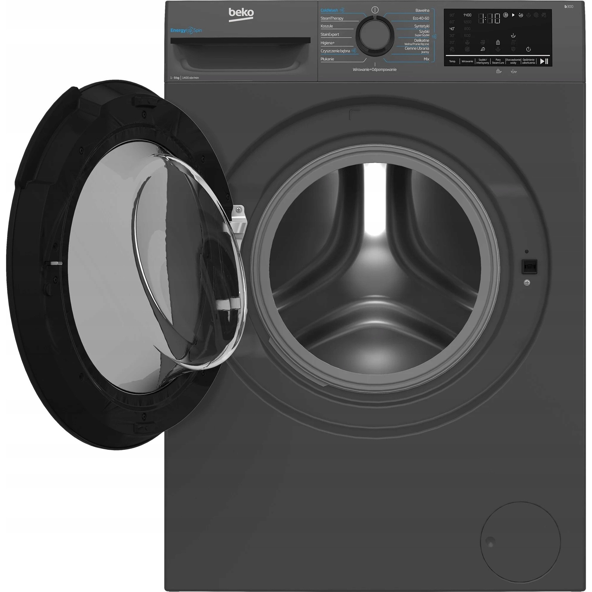 Masina de spalat rufe BEKO 9kg 1400rpm SteamCure gri 51.8x60x84.5cm