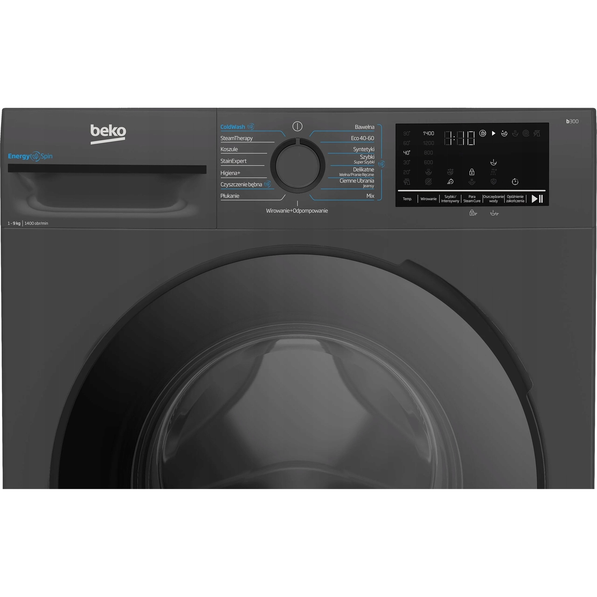 Masina de spalat rufe BEKO 9kg 1400rpm SteamCure gri 51.8x60x84.5cm