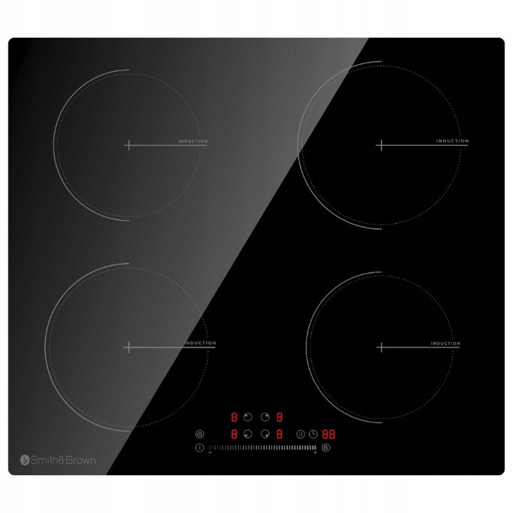 Beépíthető elektromos főzőlap, 4 zónás, 60 cm, fekete üveg, 220-240V, Boost funkció, 99 perces időzítő
