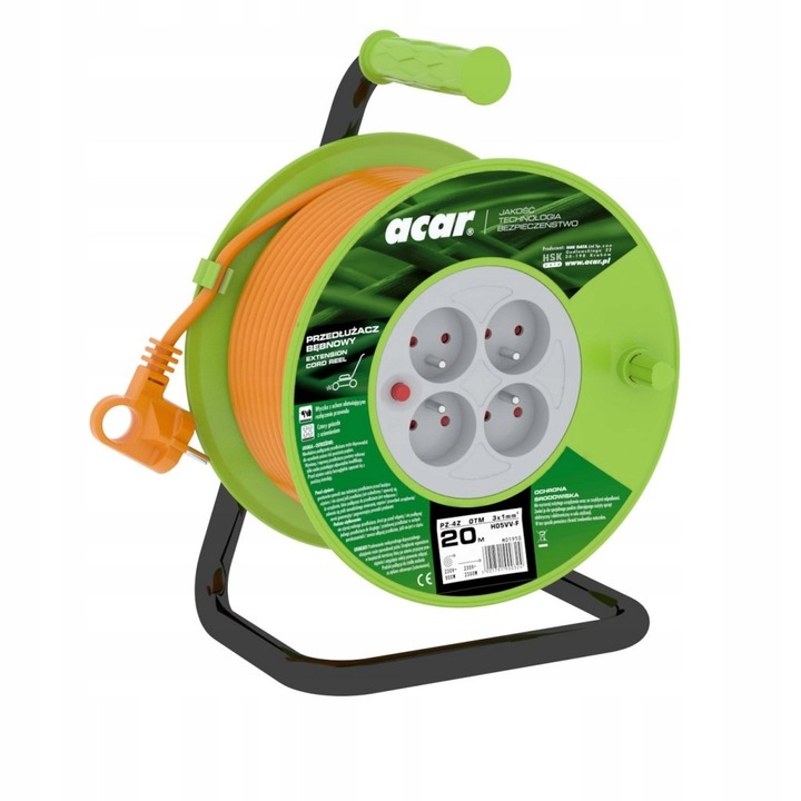 Разклонител ACAR 4 гнезда, 20м, оранжев, 23,5x17,5x32,5см