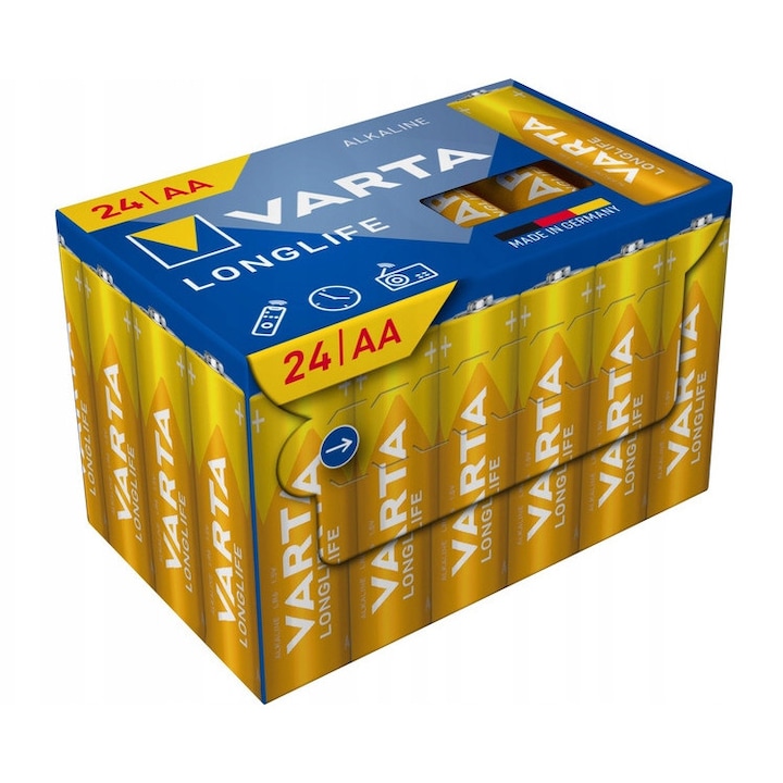 AA LR6 Varta Longlife elemek, 24 db-os készlet, alkáli, 1.5V