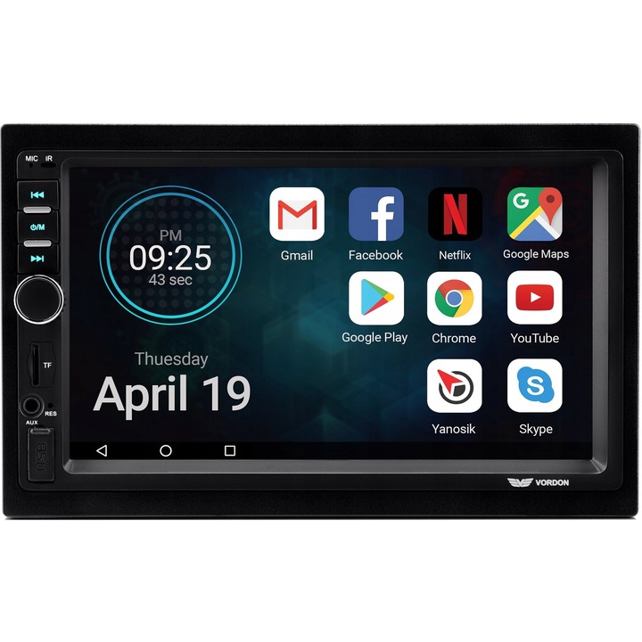 Radio auto Vordon AC-8270, Bluetooth, 4x60W, 2 DIN, negru