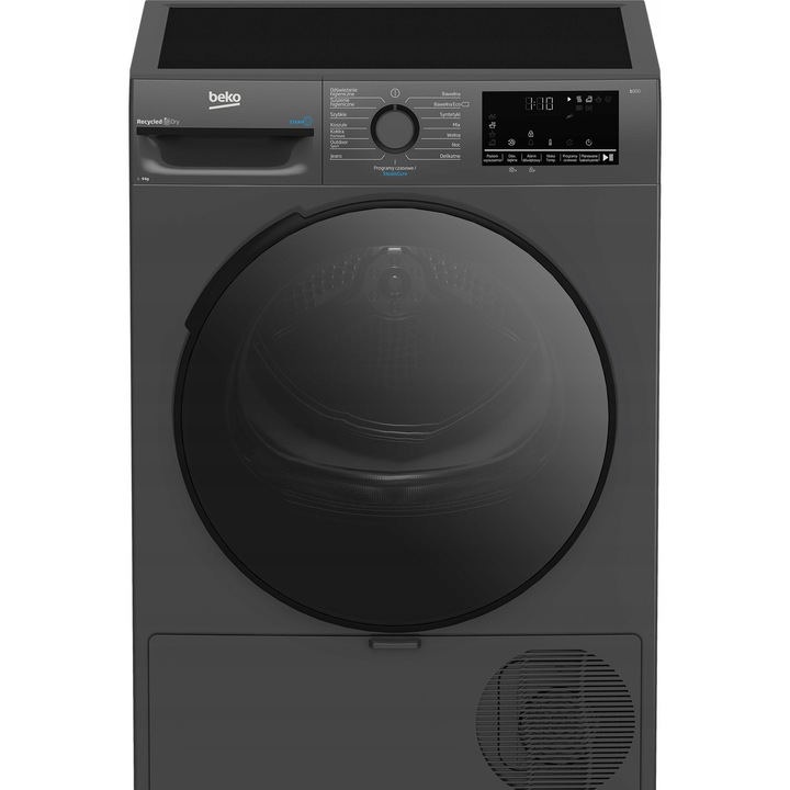 Сушилня BEKO XBM3T49249M, 9 кг, кондензационна, термопомпена система за сушене, сива, 58.6x59.8x84.6см