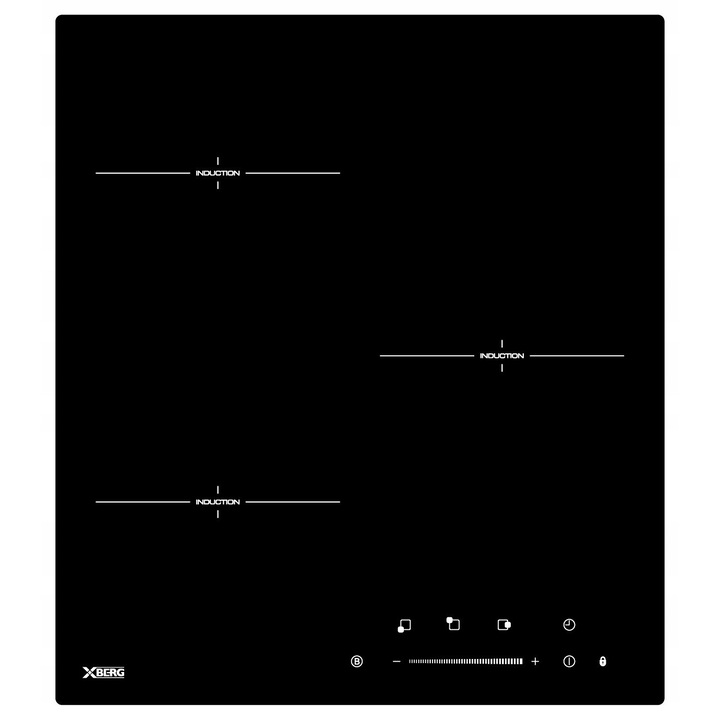 Електрически котлон Xberg, модел BRGI455N, 3 индукционни зони, тъч контрол, 45см, червен