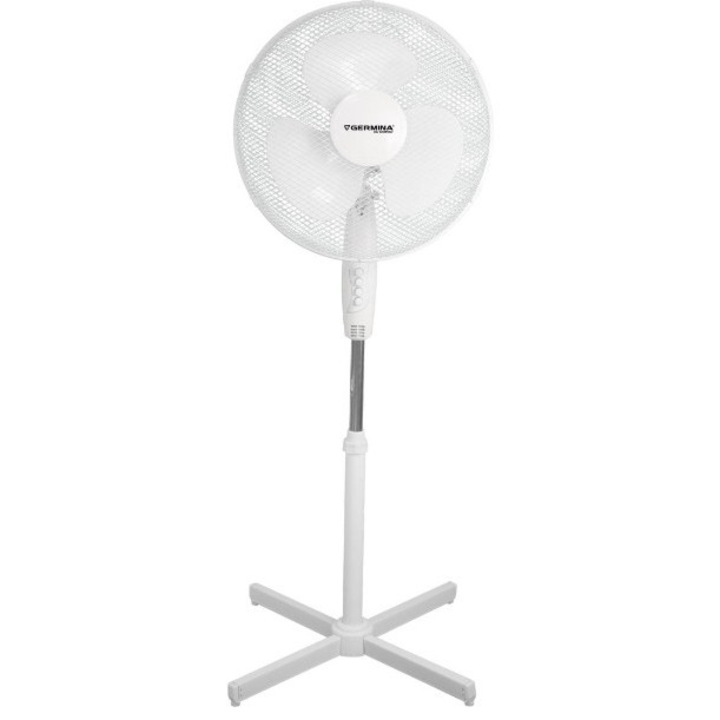 Ventilator de podea Germina, 45cm, 40W, 3 viteze, alb, cu functie temporizator