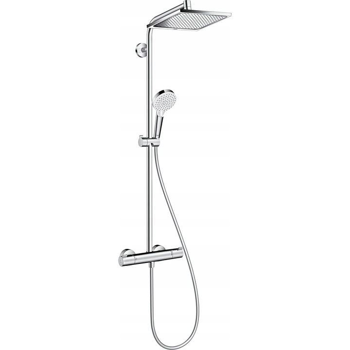 Комплект термостатична батерия Hansgrohe Crometta, хром, 240x240мм, стенен монтаж, дължина на маркуча 1,60м