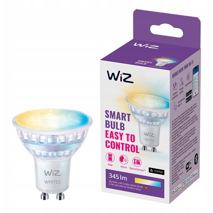 Смарт крушка GU10 WiZ 4,9W 400lm, 7x7x16cm