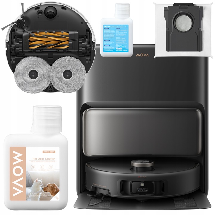 Робот прахосмукачка MOVA V50 Ultra, 24000 Pa, термичен моп, черен, 35x35x11,05см