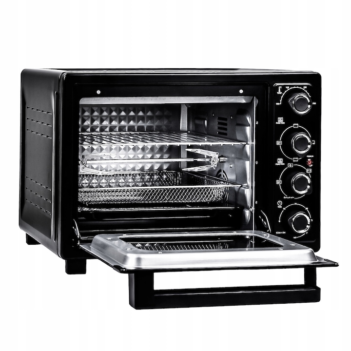 Cuptor electric Smith&Brown 80L, negru, 60cm, 3 functii, usi cu deschidere usoara