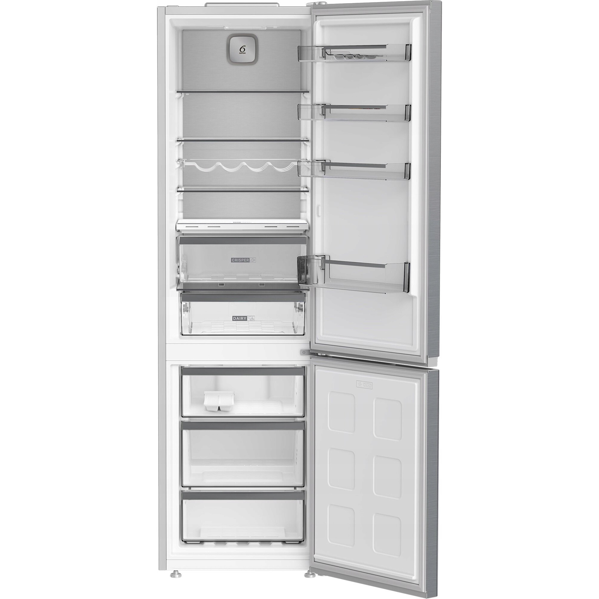 Frigider Whirlpool, 203.5cm, Inox, 249l frigider + 106l congelator, No Frost