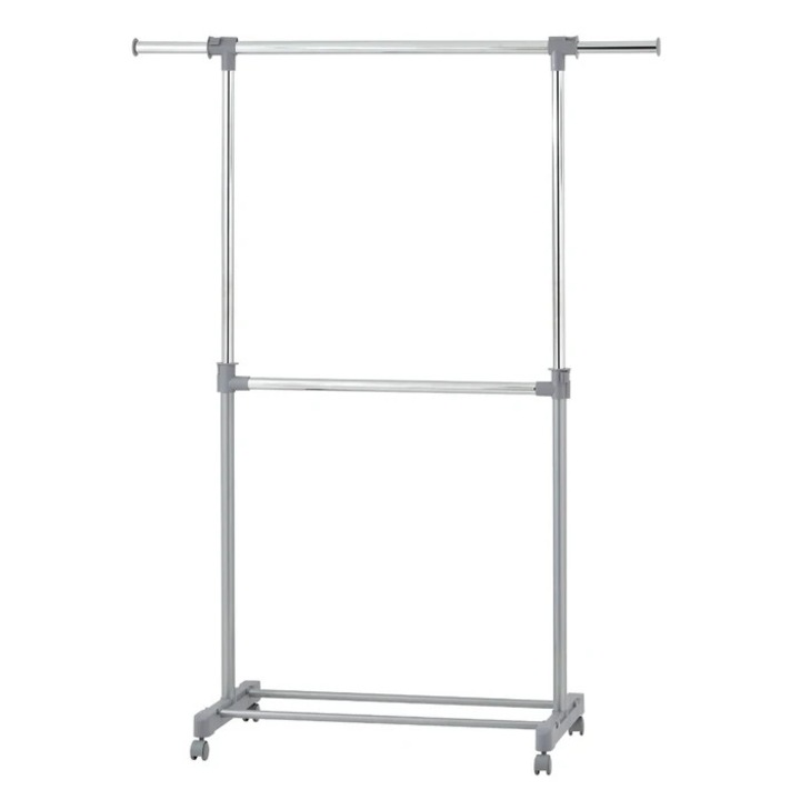 Suport / stander haine HG61DB cu bara umerase, metal + plastic, 90 / 139 x 42.5 x 105.5 / 177 cm