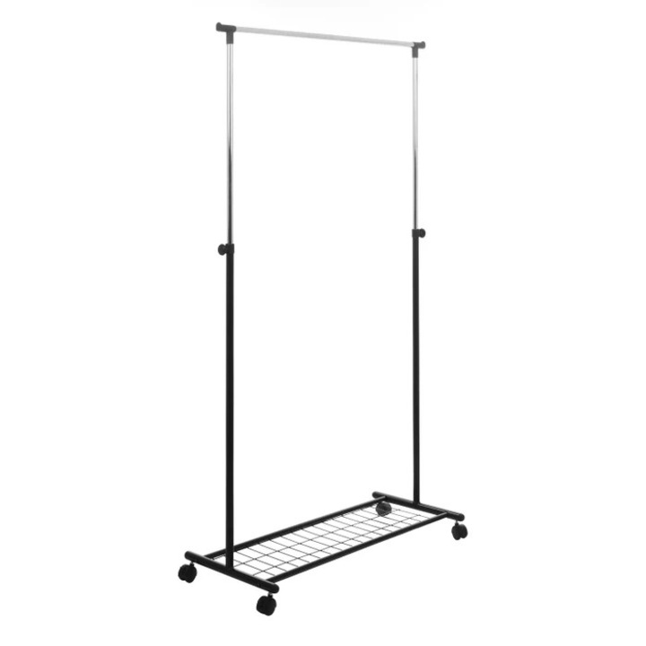 Suport / stander haine ST25166 cu bara umerase si polita, metal, 83 x 40 x 102 / 165 cm