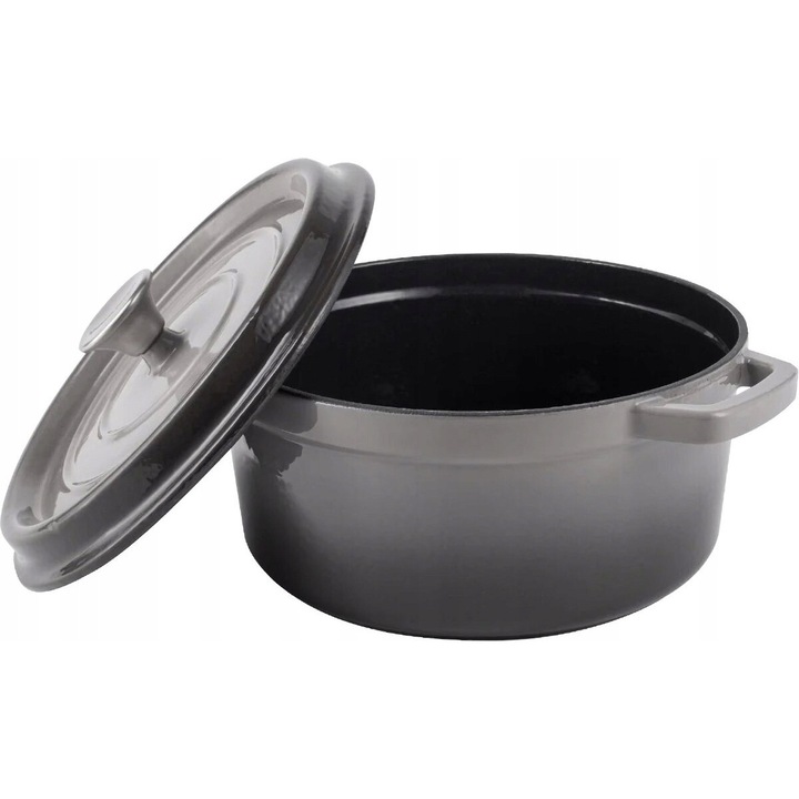 Чугунен съд Vintage Cuisine, 22 см, 2.2 л, сиво омбре, с капак