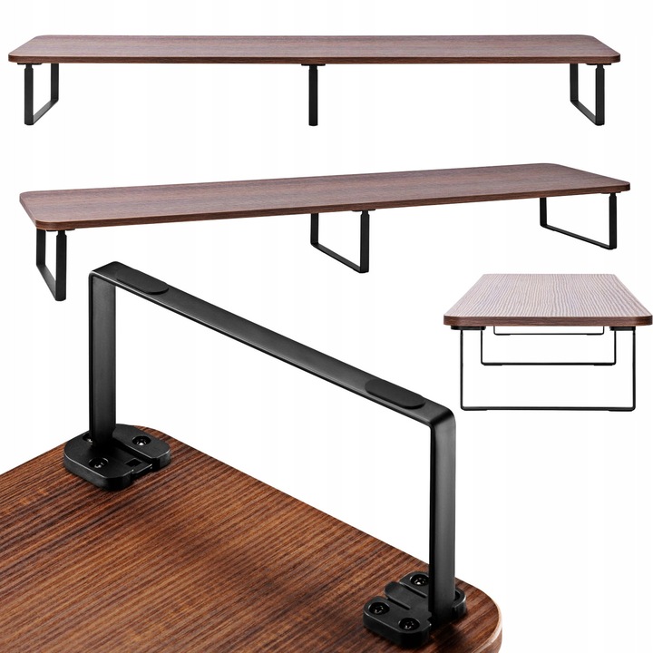 Стойка за монитор Mozos Dual Riser P, тик, 1000x260x122 мм, за монитори до 32"