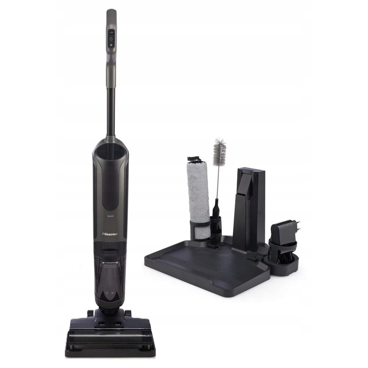 Вертикална прахосмукачка HISENSE HFC433170A, с функция за мокро почистване, 3 нива на мощност, черна, 7кг