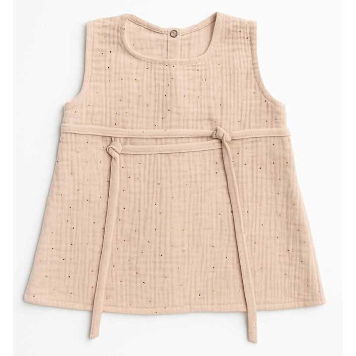 Rochie fete, roz deschis, din muselina, 80 cm