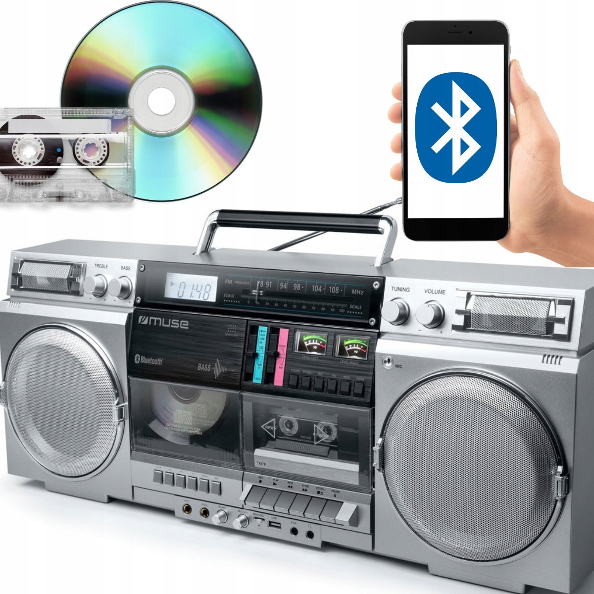 Radio cu CD Muse M-380 GBS, analogic FM, Bluetooth, 80W