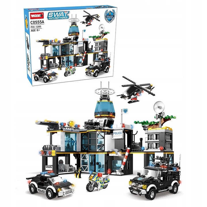 WOMA Строителен комплект, полицейски участък SWAT, 1261 части, 42,3x14x28,6см, многоцветен