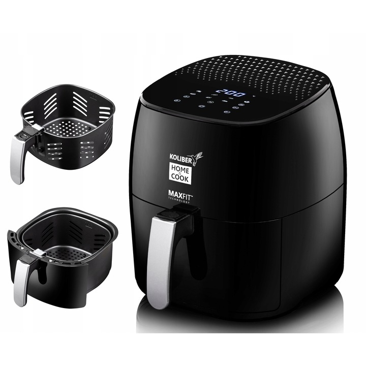 Koliber Frymax X-1800-W olaj nélküli sütő, 4,5l, 1400W, 8 program, fekete