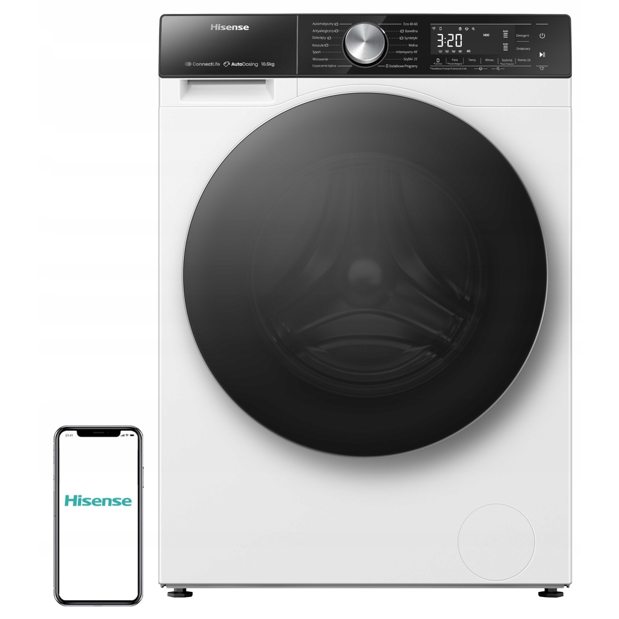 Masina de spalat rufe, Hisense, WF5S1045BW, 10.5kg, 1400rpm, alba, 59x58.5x84.5cm