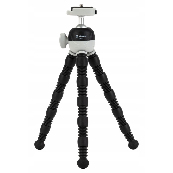Stativ flexibil Fotopro UFO3, 2 kg, negru, dimensiuni 271x62x45mm, cu suport pentru smartphone