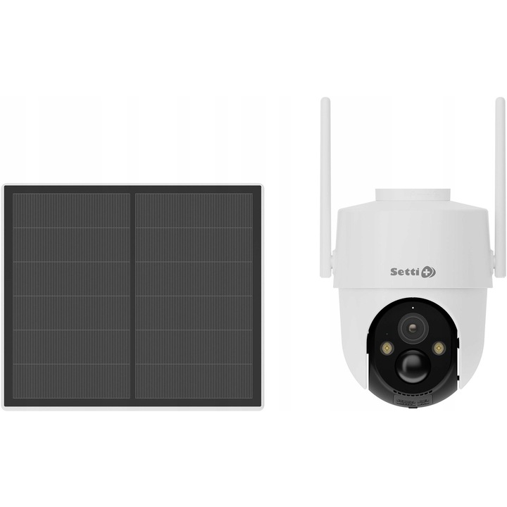 Камера за наблюдение SETTI+ SC970 3MP 4G, бяла, с детекция на движение, соларно захранване