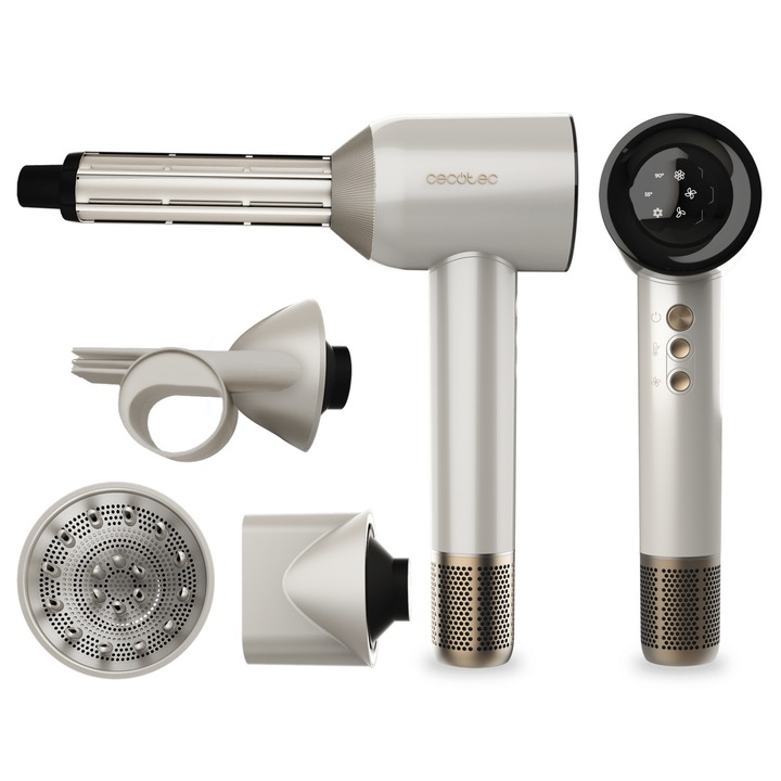 CECOTEC DryGlam Waves hajszárító, 1600W, 3 sebesség, 3 hőmérséklet, diffúzorral, pezsgő színű