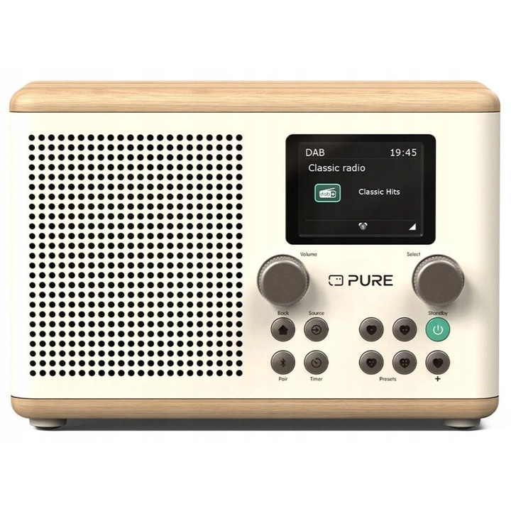 Радио с часовник PURE Classic H4, DAB+ и FM, бяло, 200x140x117мм