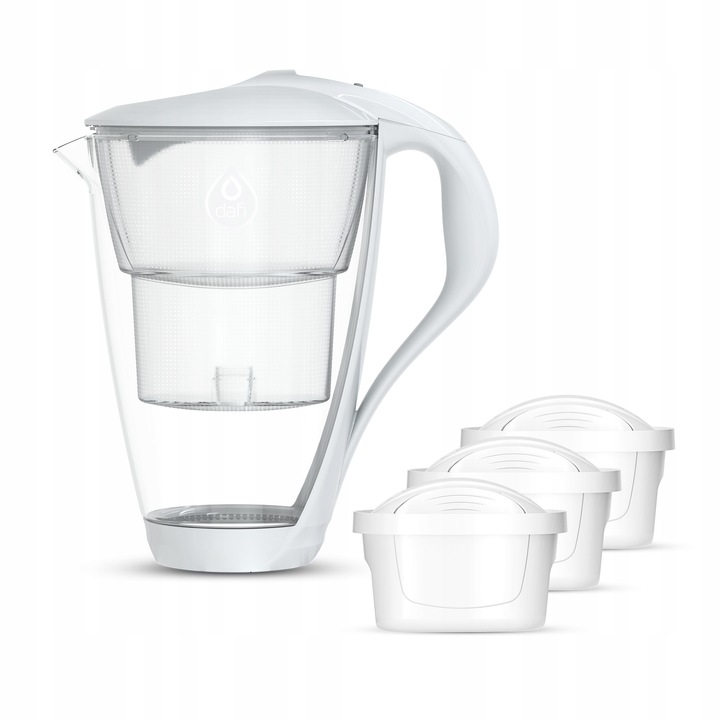 Кана за филтриране Dafi CRYSTAL LED, 2L, 3 филтъра Unimax, бяла