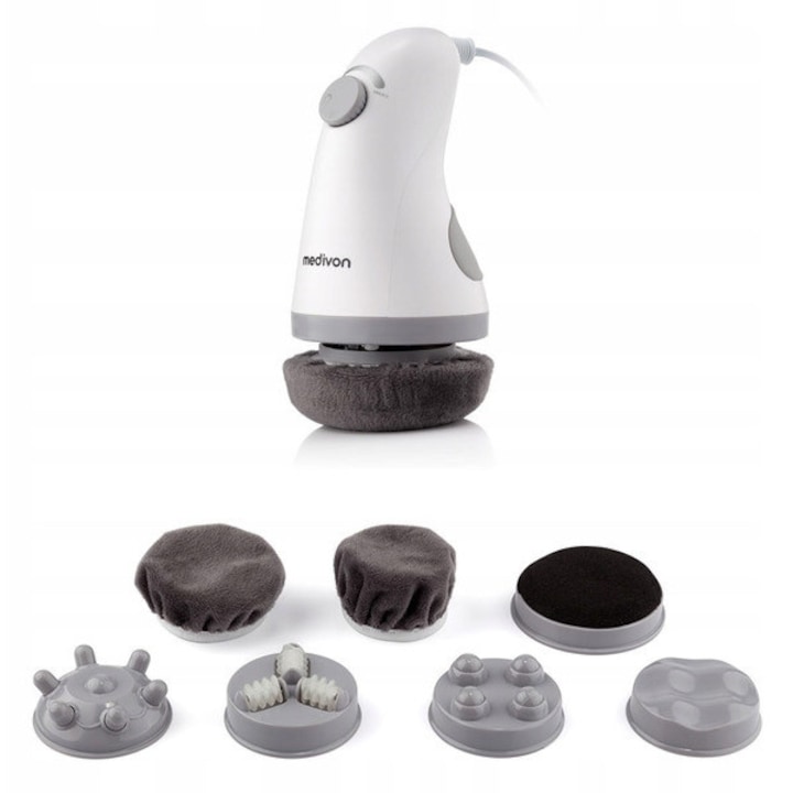 Масажор MEDIVON Cello, 4 масажни глави, бяло-сив, ергономичен