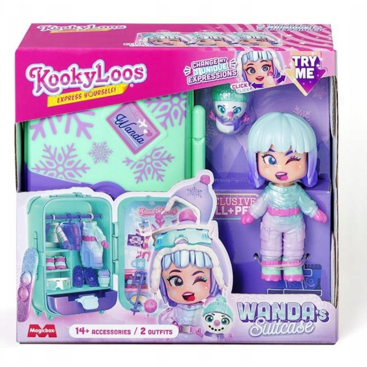 Set papusi Magicbox KookyLoos Wanda, 13 accesorii, multicolor, pentru varsta 3+