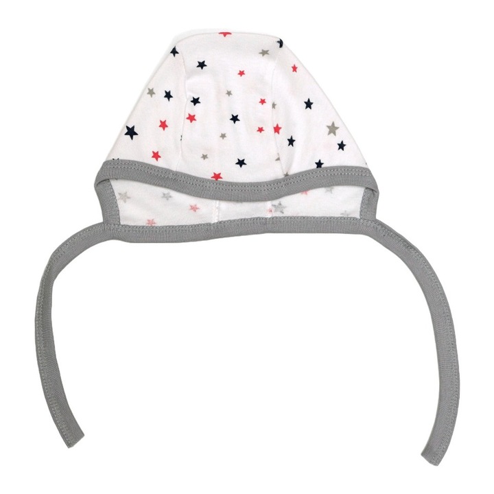 Caciulita bebe, Rombaby, bumbac, imprimeu stelute rosii, 0-3 luni