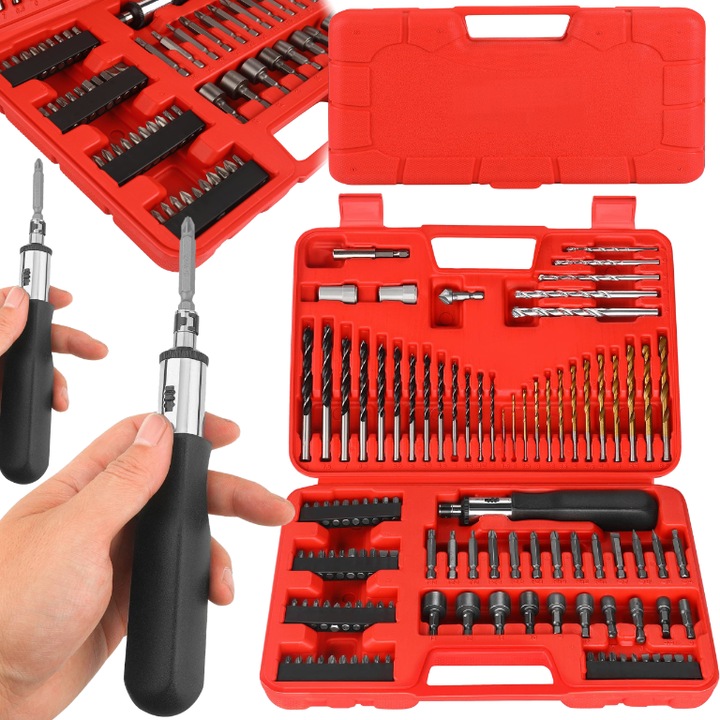 Set burghie, biti si tubulare cu surubelnita, 109 piese