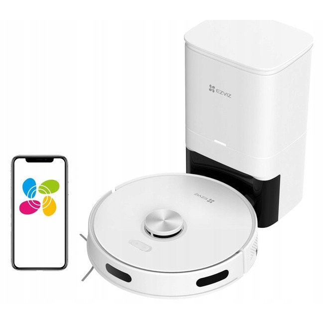 Aspirator robot EZVIZ RE5 Plus, 4000 Pa, alb, set complet, 34.5x34.5x9.5 cm