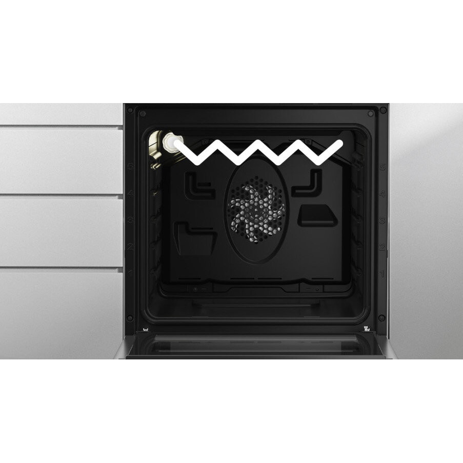 Aragaz electric BEKO FSE57300GX, inox, 50cm, cu termoobieg si grill, 4 plite ceramice