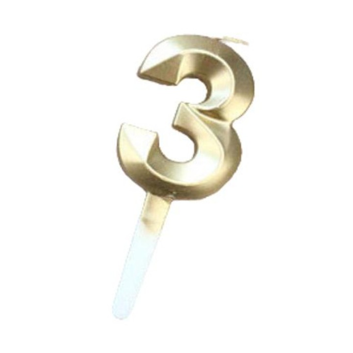 Дигитална свещ номер 3 златна 14x6см