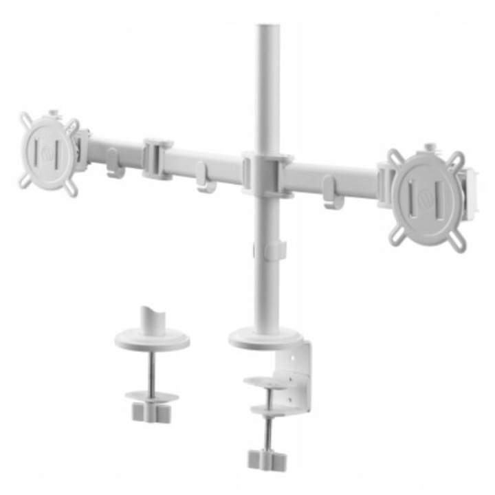 Suport monitor dual One For All DM2210, 13-32 inch, alb, rotire 360°, inclinare 90°